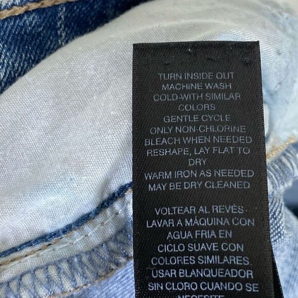 WHBM Light Wash Distressed Patched Low Rise Slim Leg Jeans Size 4 - Picture 9 of 9